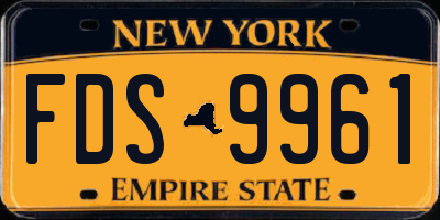 NY license plate FDS9961