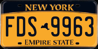 NY license plate FDS9963