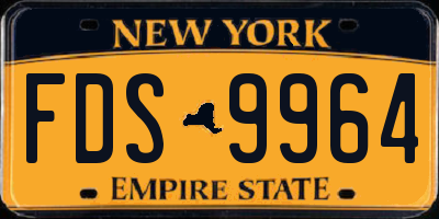 NY license plate FDS9964