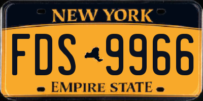NY license plate FDS9966