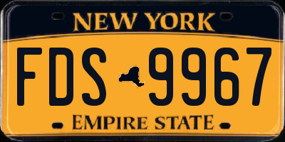NY license plate FDS9967