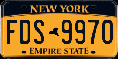 NY license plate FDS9970