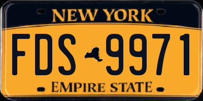 NY license plate FDS9971