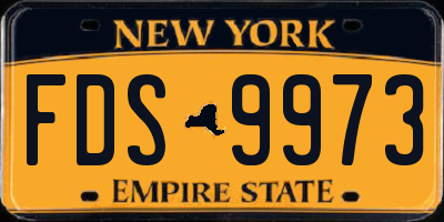 NY license plate FDS9973