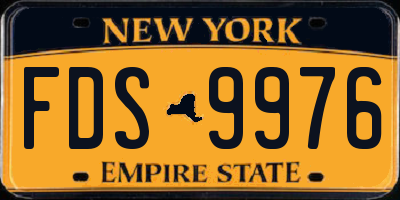 NY license plate FDS9976