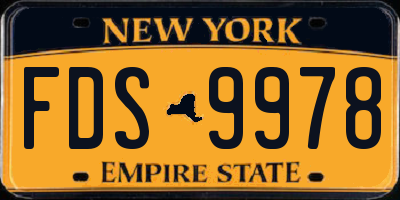 NY license plate FDS9978