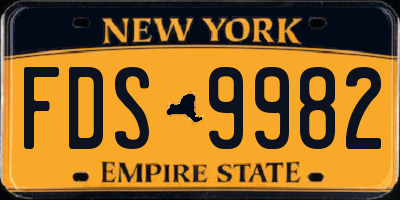 NY license plate FDS9982