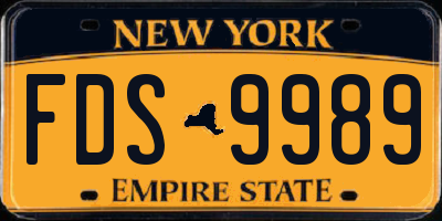 NY license plate FDS9989