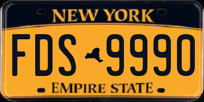 NY license plate FDS9990