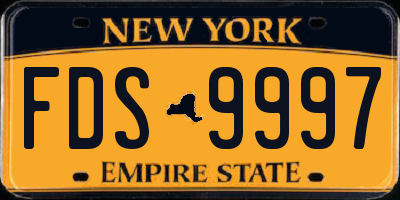 NY license plate FDS9997