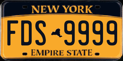 NY license plate FDS9999