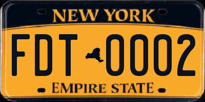NY license plate FDT0002