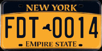NY license plate FDT0014
