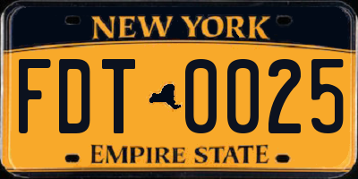 NY license plate FDT0025