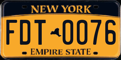 NY license plate FDT0076