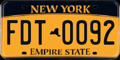 NY license plate FDT0092