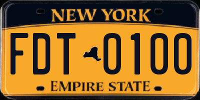 NY license plate FDT0100