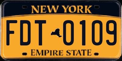 NY license plate FDT0109