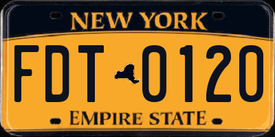 NY license plate FDT0120