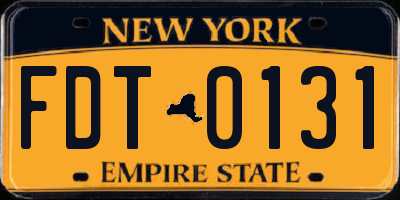 NY license plate FDT0131