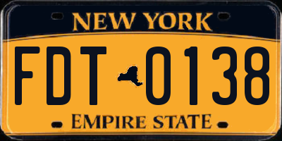 NY license plate FDT0138