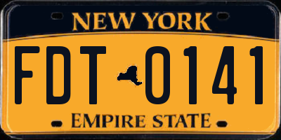 NY license plate FDT0141