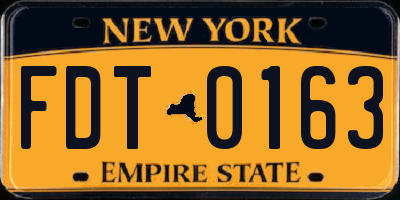 NY license plate FDT0163
