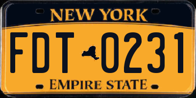 NY license plate FDT0231
