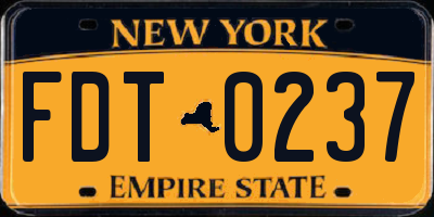 NY license plate FDT0237