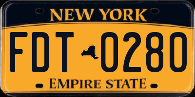 NY license plate FDT0280