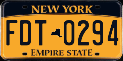 NY license plate FDT0294