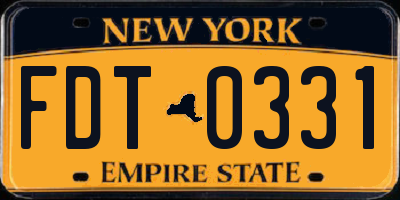 NY license plate FDT0331