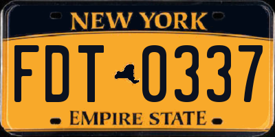 NY license plate FDT0337