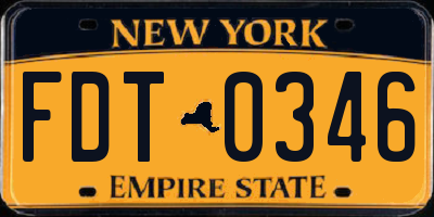 NY license plate FDT0346