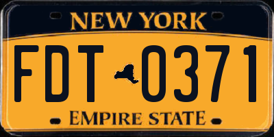 NY license plate FDT0371