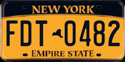 NY license plate FDT0482