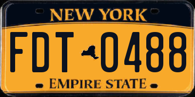 NY license plate FDT0488