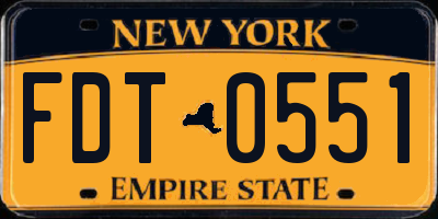 NY license plate FDT0551