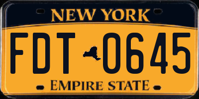 NY license plate FDT0645