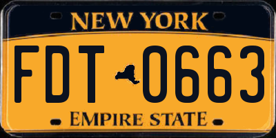 NY license plate FDT0663