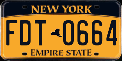 NY license plate FDT0664