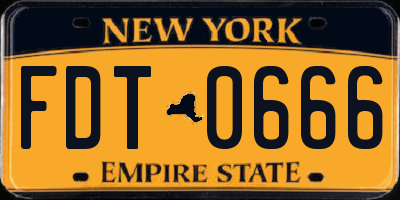 NY license plate FDT0666