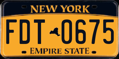 NY license plate FDT0675