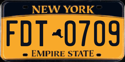 NY license plate FDT0709