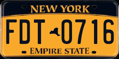 NY license plate FDT0716