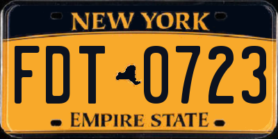 NY license plate FDT0723