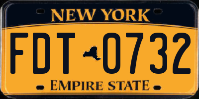 NY license plate FDT0732