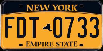 NY license plate FDT0733