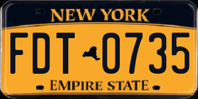 NY license plate FDT0735