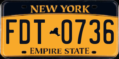 NY license plate FDT0736